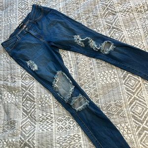 High Waisted Destroyed Skinny Jeans